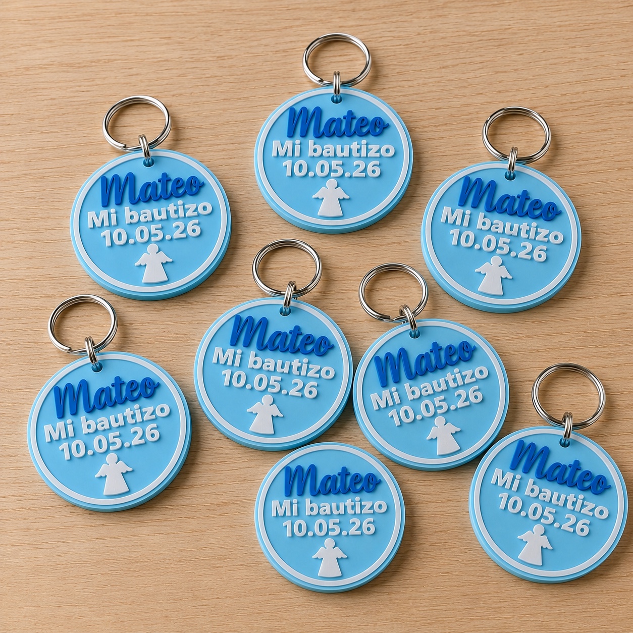 Llaveros personalizados de bautizo impresos en 3D